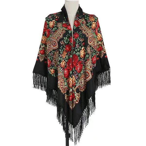 63*63‘’ OverSzie Wholesale Classic printed shawl National style square Women Long Tassel Shawl Printed Scarf