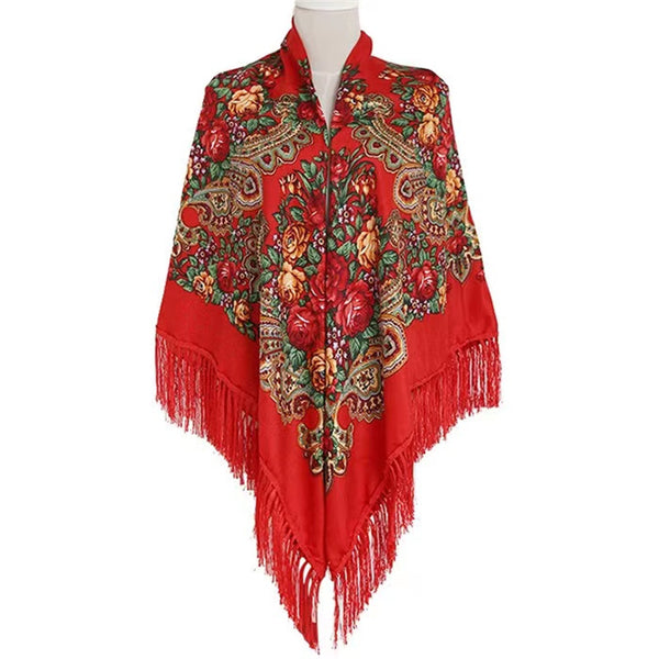 63*63‘’ OverSzie Wholesale Classic printed shawl National style square Women Long Tassel Shawl Printed Scarf