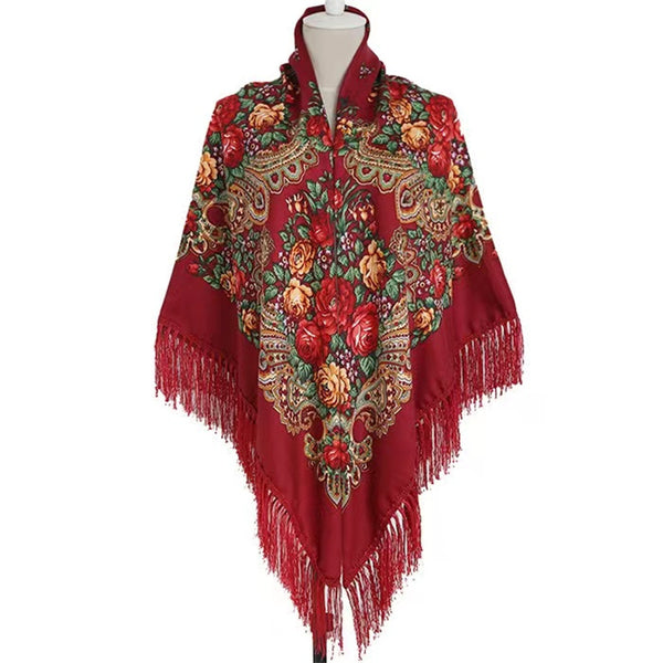 63*63‘’ OverSzie Wholesale Classic printed shawl National style square Women Long Tassel Shawl Printed Scarf