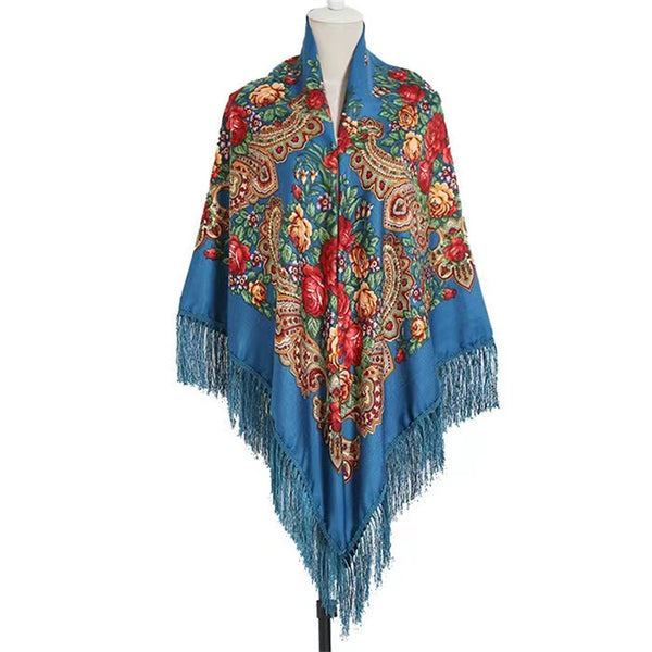 63*63‘’ OverSzie Wholesale Classic printed shawl National style square Women Long Tassel Shawl Printed Scarf