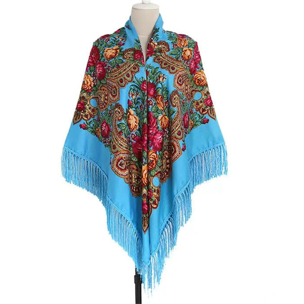 63*63‘’ OverSzie Wholesale Classic printed shawl National style square Women Long Tassel Shawl Printed Scarf