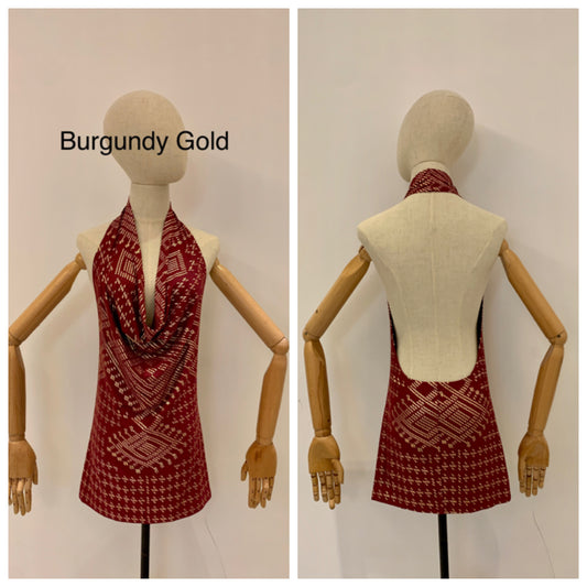 Dress with bare back Faux Assuit foil print