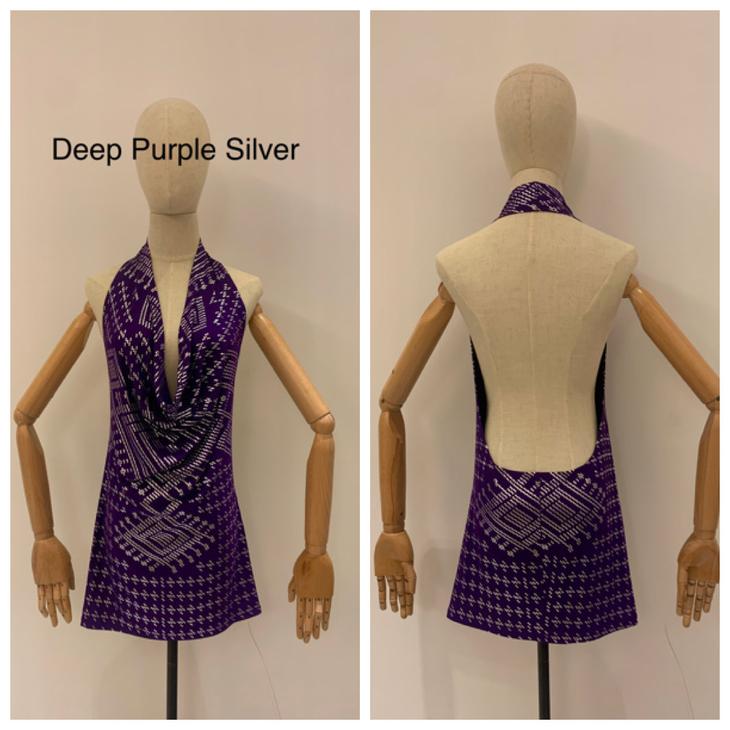 Dress with bare back Faux Assuit foil print