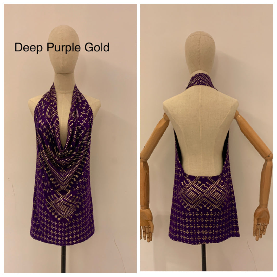 Dress with bare back Faux Assuit foil print