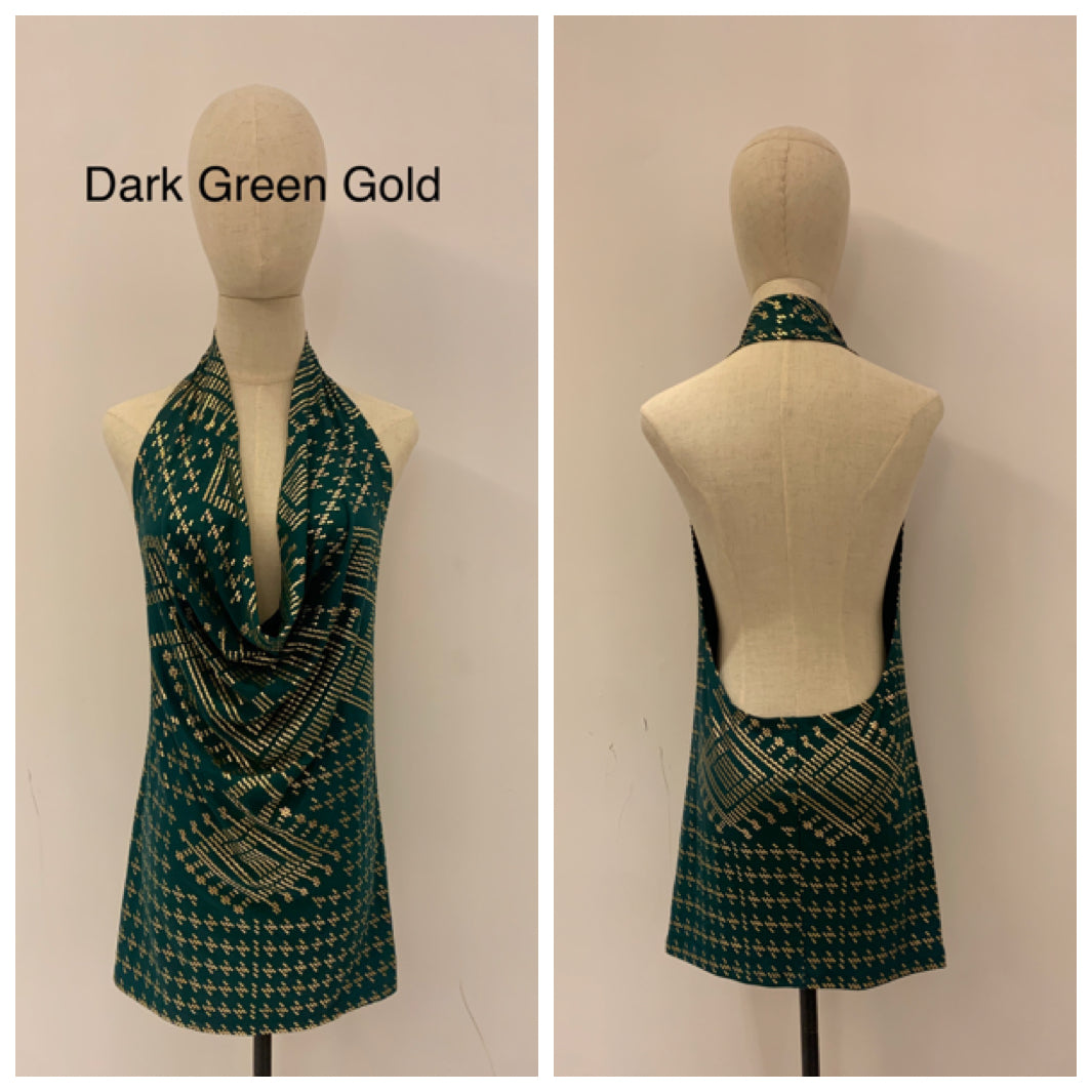 Dress with bare back Faux Assuit foil print