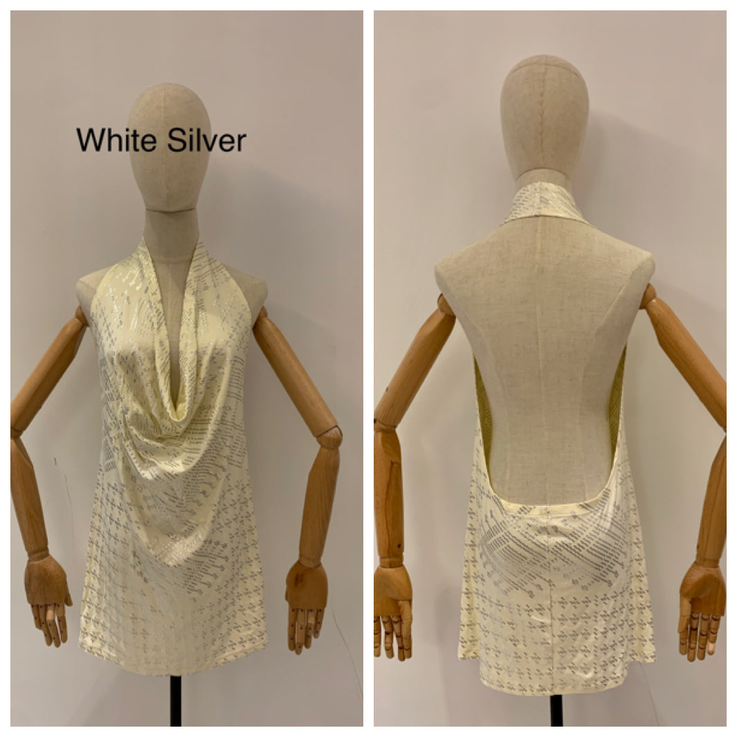 Dress with bare back Faux Assuit foil print