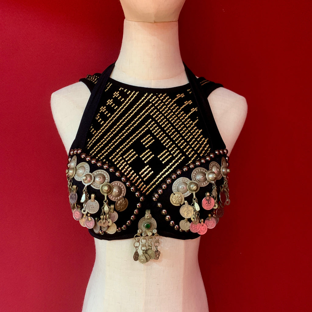 Tribal Coin Belly Dance Bra With Beads & Afghani Jewelry Accents -   Canada