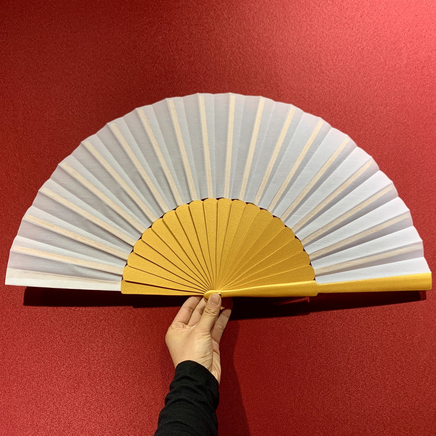 Pure Color Bling Bling Gold Spanish wooden Fan Flamenco dance Fan