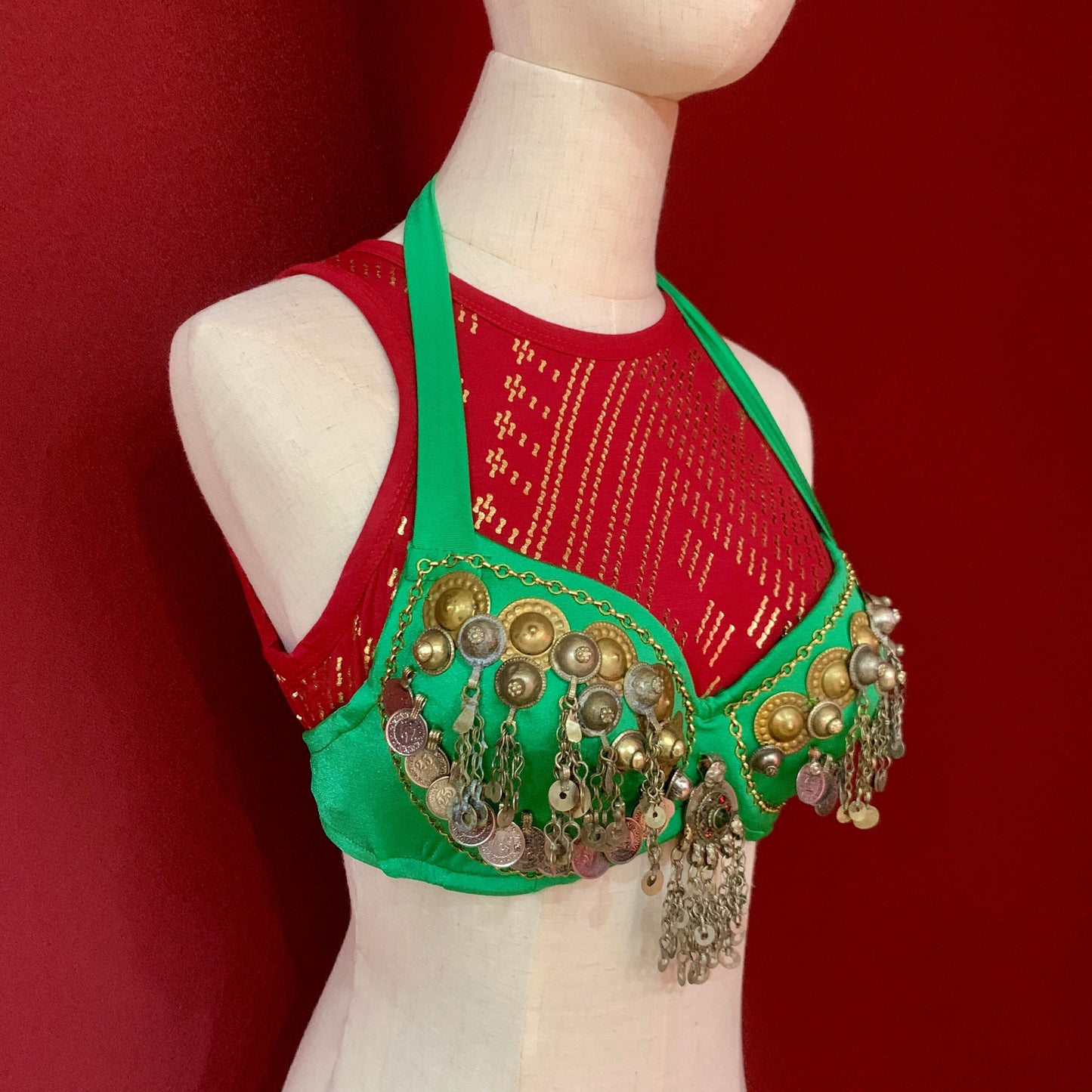 Color bar Tribal Fusion Bra Bellydancer Top ATS Show Underwear Afghanishtan Jewellery