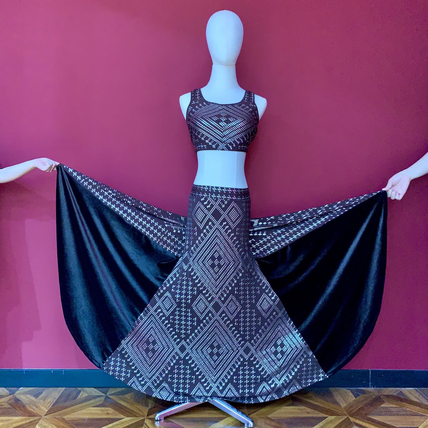 Mermaid Skirt Velvet splicing Big Big Big Skirt Tribal Fusion Dance ATS Performance Clothing Flamenco