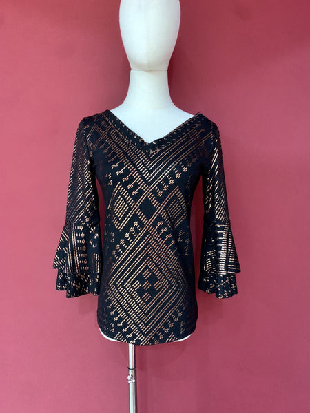 Spanish Flamenco Style Dance Top Flared Long Sleeve